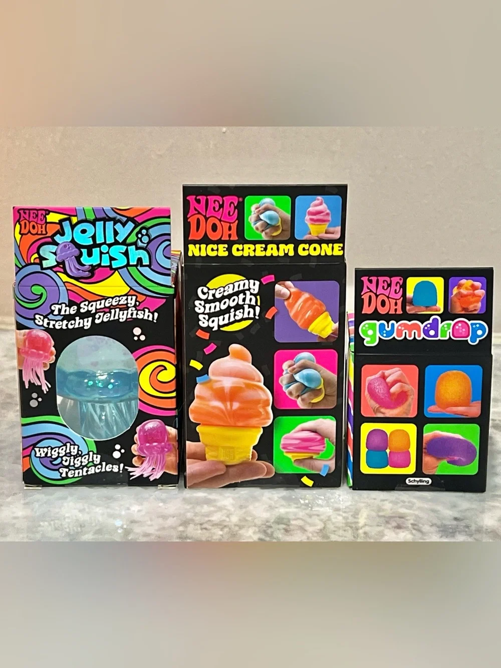 NeeDoh BLUE Bundle! Nice Cream Cone, Jelly Squish & Gumdrop SET OF 3